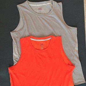 Women's Stio Workout Shirts, Size Medium, Gray and Orange, sold as set